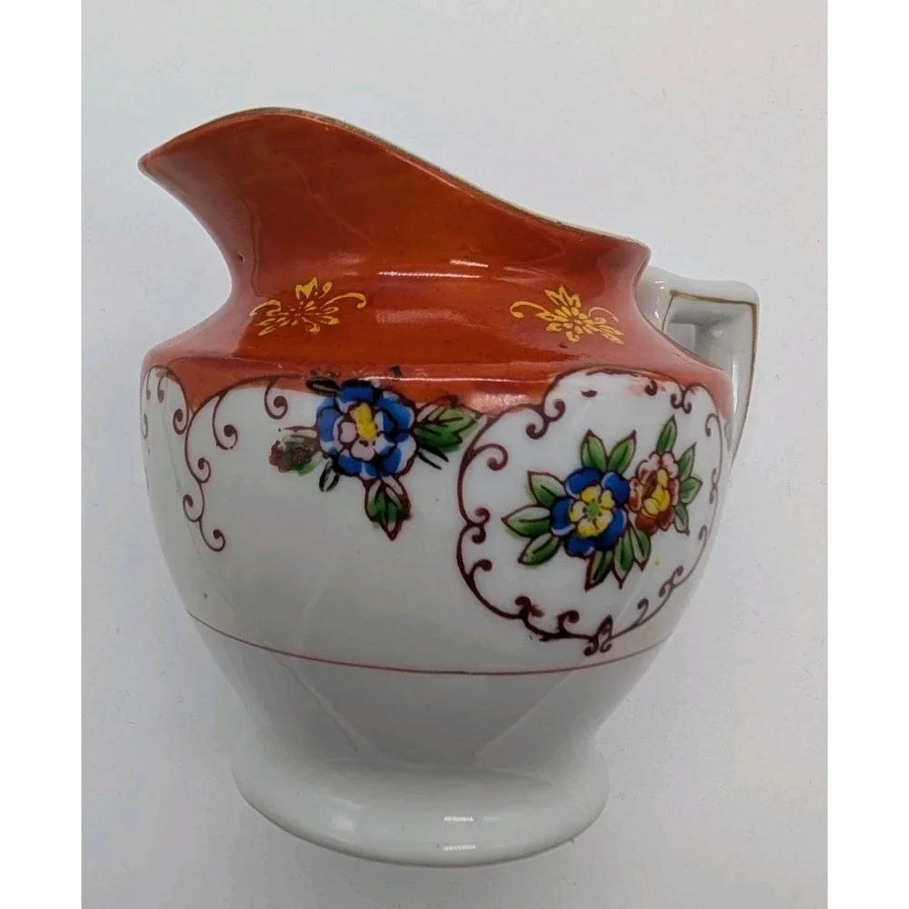Vintage Noritake Morimura Cream Pitcher & Sugar Bowl Set Hand Painted Floral